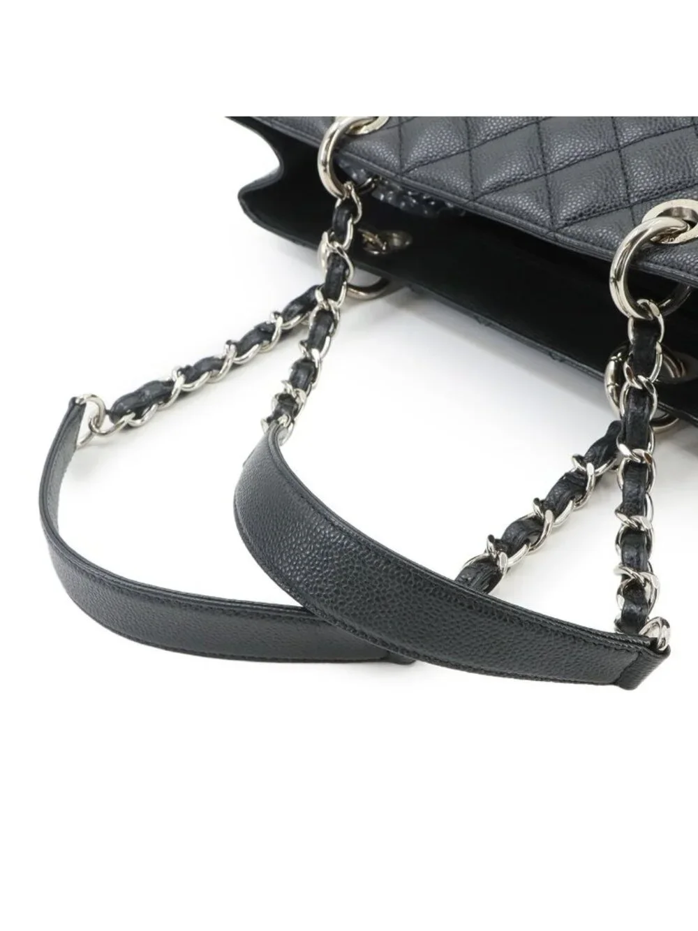 Chanel Quilted Grand Shopping Chain Tote Bag GST Caviar Leather Black